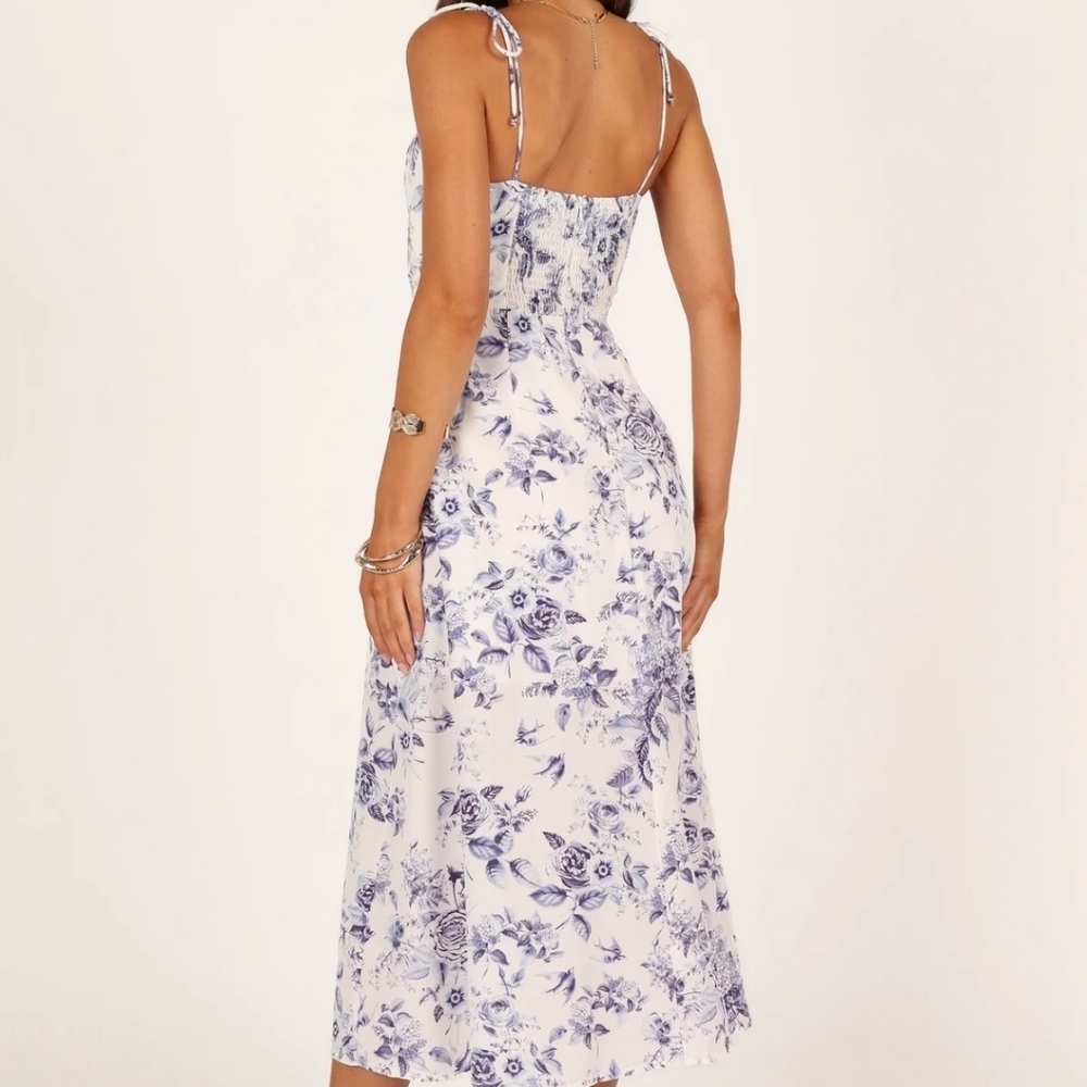 Petal + Pup Azelia Midi Dress In Blue Floral - Picture 2 of 9
